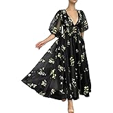 Fivsole Women's Short Puff Sleeve Prom Dress Flower Embroidery Floral Tulle Formal Evening Party Gowns