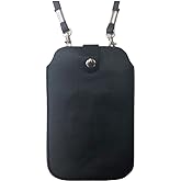 Leather Neck Pouch for iPhone Xs Max, 8 Plus & Other Smartphones (Style 3) - Black