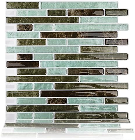 Fertel Peel-N-Stick Kitchen Backsplash Wall Tile Vinyl Wall Sticker, 10.5" X 10", Pack of 4