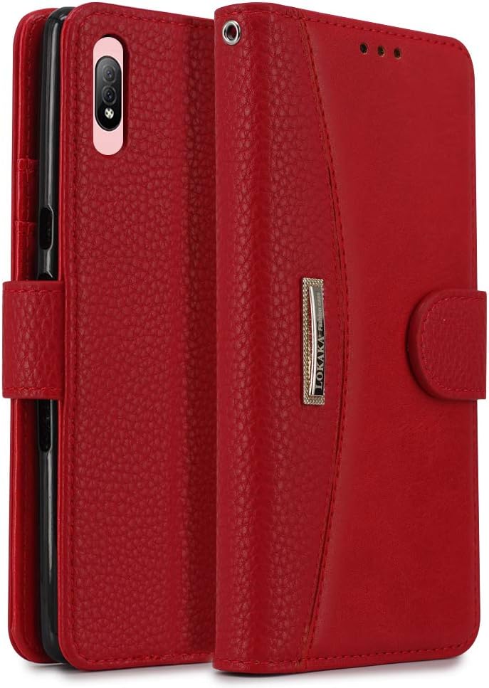 LOKAKA Phone Cases,Sony Xperia L3 Folding Flip Phone Case with Bank Card Slots and Mobile Phone Kickstand,for Sony Xperia L3 - Red