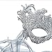 Samantha Peach Masquerade Mask - Luxury Lace Renaissance Women's Masquerade Ball Mask (Silver)