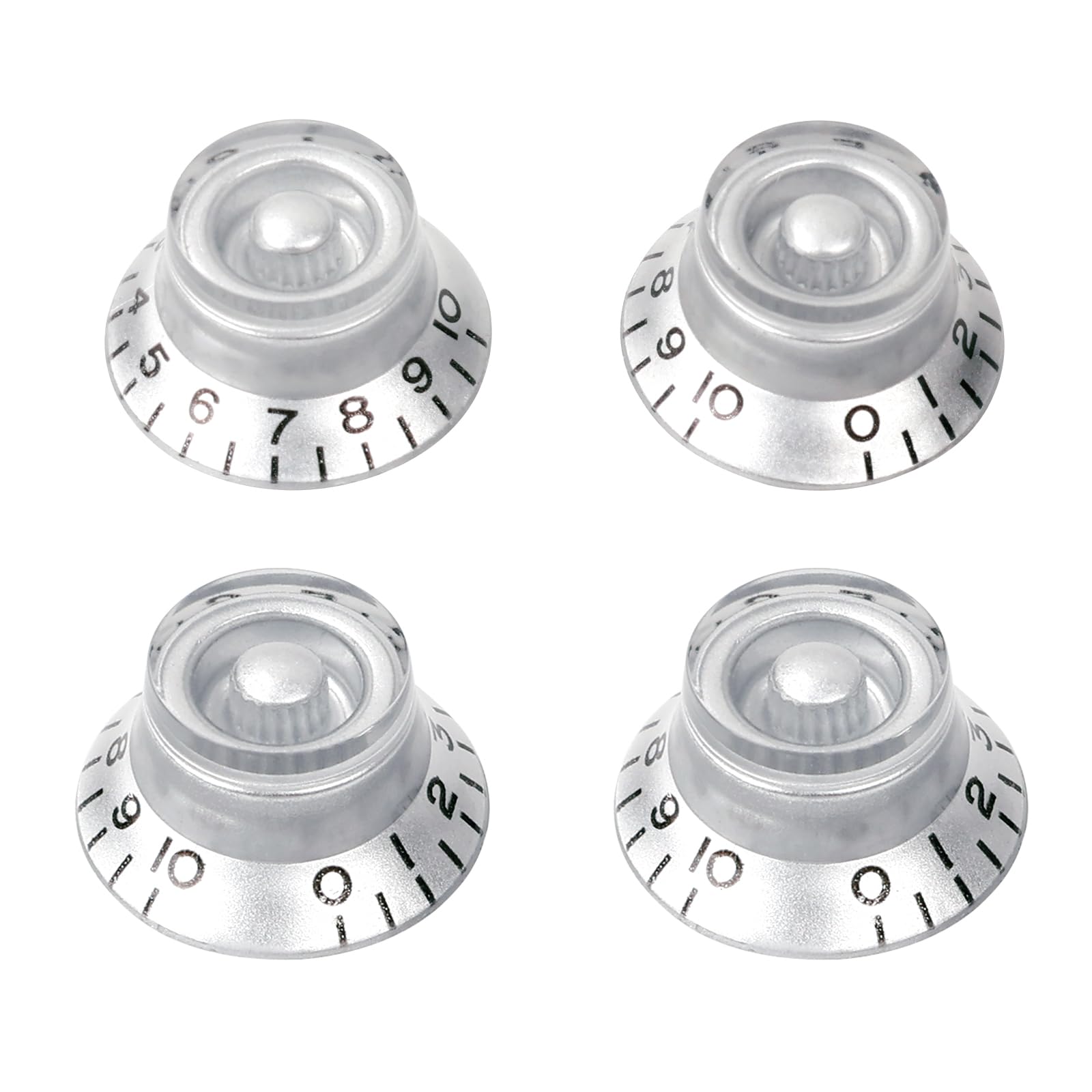 Banworks Electric Guitar Control Knobs 2 Tone 2 Volume '50s Style Knobs Top Hat Metric 6mm (15/64") 18-Spline Bell Top Hat Knobs for Epiphone Les Paul LP SG Electric Guitars Pack of 4 JT/XN-01 Chrome