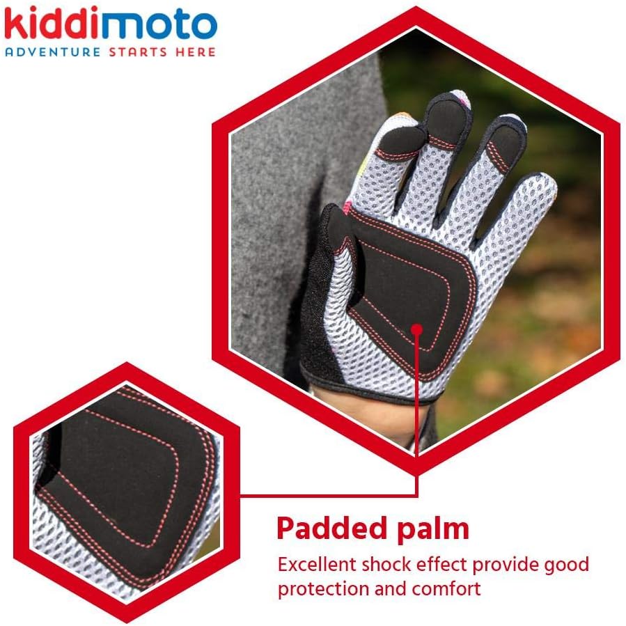 KIDDIMOTO Prime Sale Day Kids Cycling Full Finger Gloves - for Kids Bike, Balance Bike, Scooter (Gloves for Girls and Boys) | Available in Different Designs (Pastel Dotty, Large): Sports & Outdoors