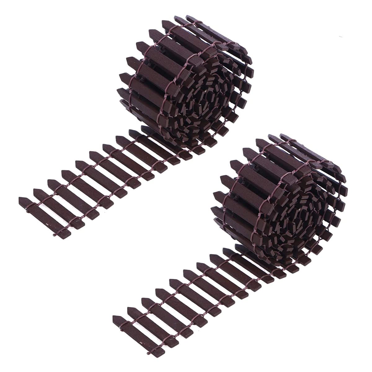 Tiardey Miniatur-Gartenzaun, Mini-Zaun, Lattenzaun aus Holz, Rand, Bonsai, kleiner Zaun, Garten, Heimdekoration, Ornament (braun), 2 Stück