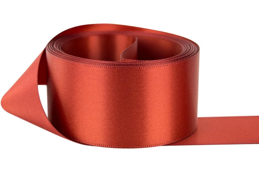 Ribbon Bazaar Double Faced Satin - Premium Gloss Finish - 100% Polyester Ribbon for Gift Wrapping, Crafts, Scrapbooking, Hair Bow, Decorating & More - 5/8" Rust 5yd Spool