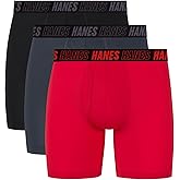 Hanes Men's Moves Anti-Chafe Undewear Boxer Briefs Pack, Total Support Pouch, Cooling (Trunks Avail)