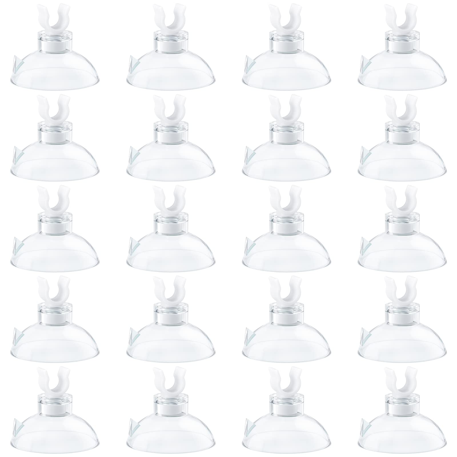 Pawfly 20 Pack Aquarium Suction Cup Clips for Standard 4-6 mm ID Airline Tubing Clear Air Hose Holder Clamp Accessories for Fish Tank Aeration Setup