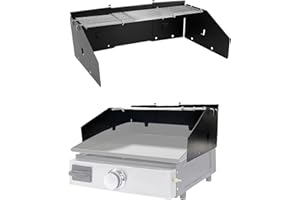 PHYESUVIN Universal Wind Guard and Warming Rack Fit for Griddle Without a Hood from 16" to 28", Wind Screen and Cooking Grid BBQ Griddle Accessories for Blackstone and Other Griddle