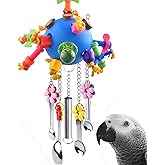 KATUMO Bird Toys, Parrot Pull Spoons Colorful Acrylic Stick Toys Bird Chew Toys for Amazon Parrot, African Grey, Conure, Caiq