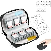 28 Slots SD Card Holder Case with Labels for 24 SD+4 CFB Cards | Holds 24 SD + 4 CF/XQD. Number stickers + notepaper for indexing. Durable polyester. Transparent slots memory Card case.