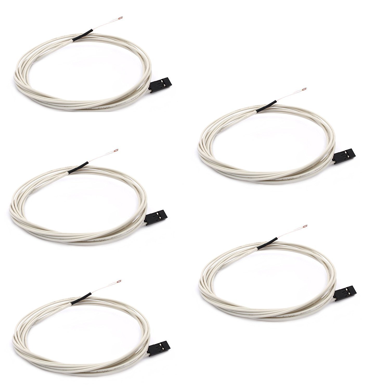 DollaTek 5pcs NTC 3950 100K Thermistor with 1 Meter Wiring and Female Pin Head for RepRap 3D Printer Extruder Heated Bed pre-wired or Hot End