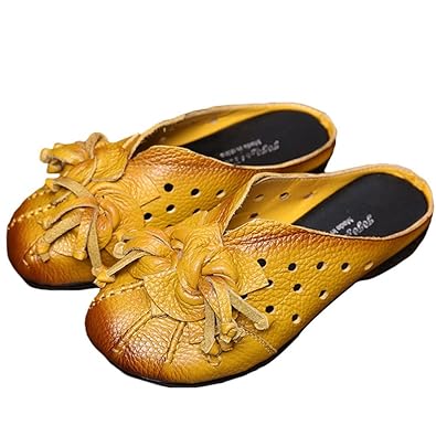 Vogstyle Damen Strand Pantoffeln Leder Höhlen Heraus Flache Sandalen