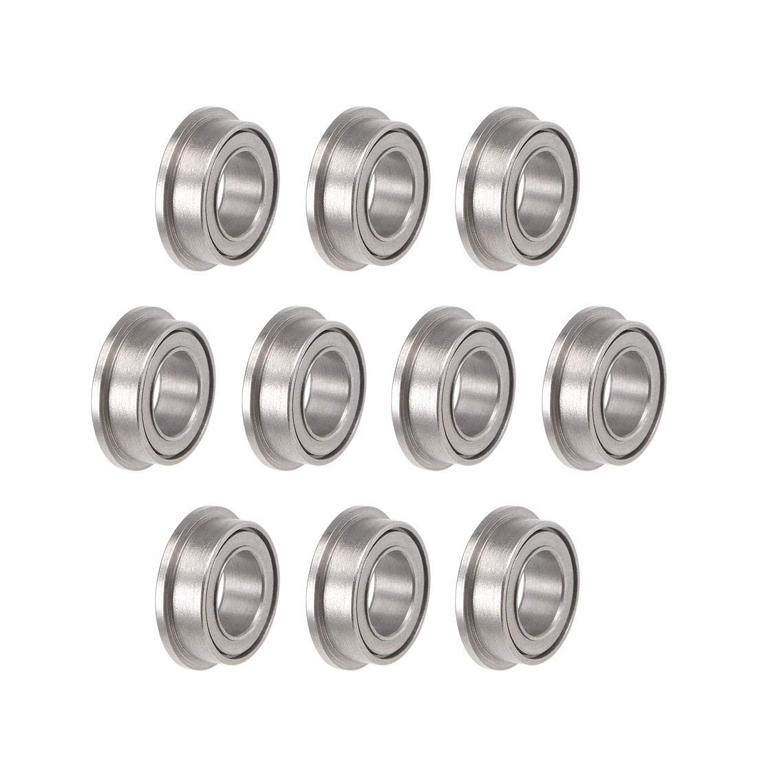sourcing map MF74ZZ Flanged Ball Bearing 4x7x2.5mm Shielded Chrome Steel Flange Rip Bearings 10pcs