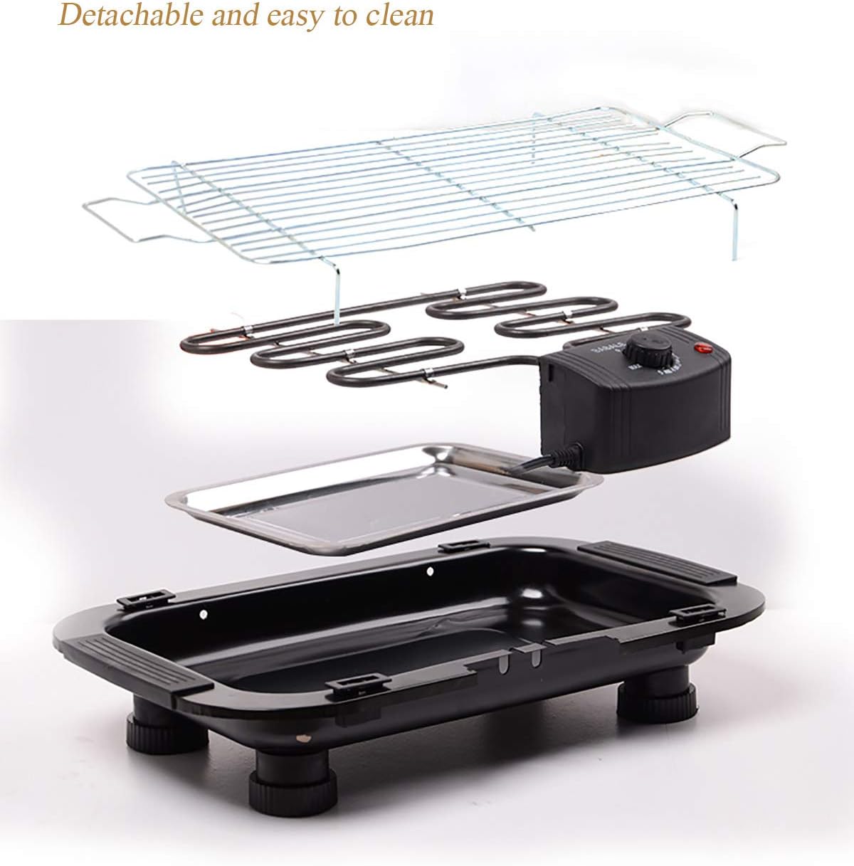 review NEWTRY Electric Indoor BBQ Grill Portable Barbecue Griddles Smokeless 2000W for Family Parties (110V US Plug)