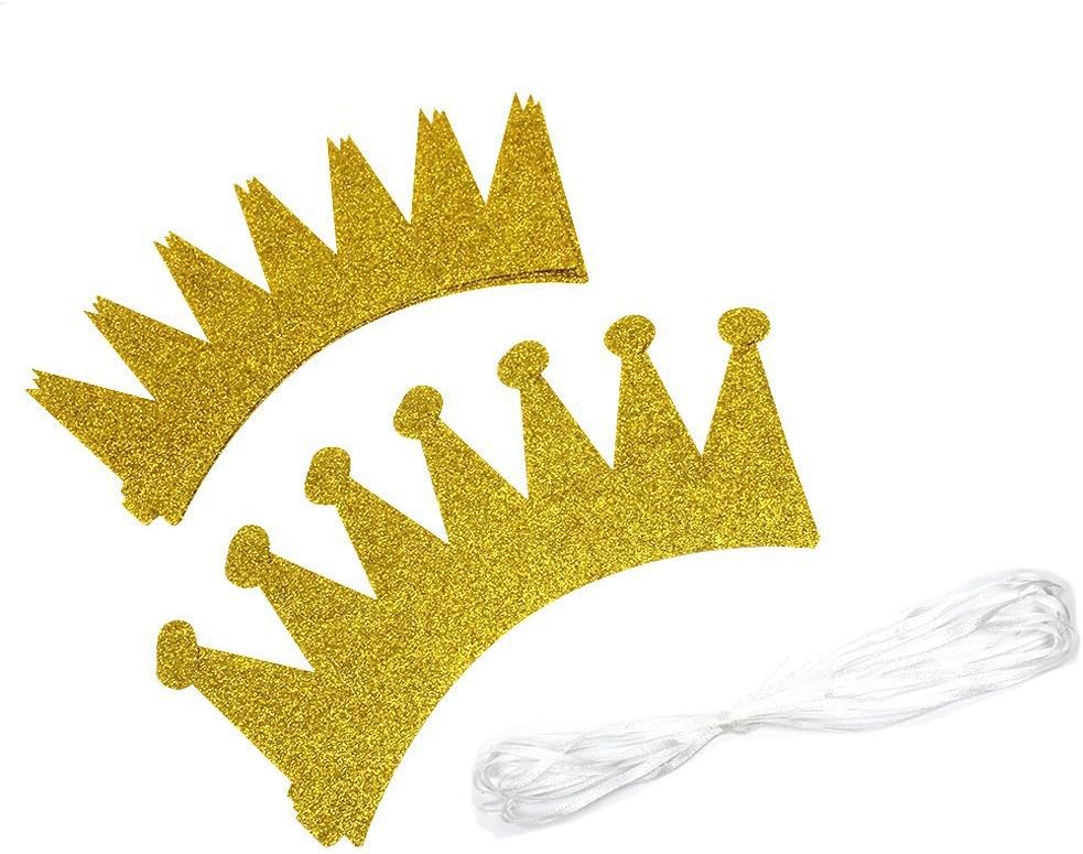 Birthday Party Hats, Gold Birthday Crown Hats, Kids and Adult Party Hats, Party Decorations Crowns Supplies - Pack of 12: Kitchen & Dining