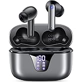 Nequga Wireless Earbuds Bluetooth Headphones, 50H Playtime Ear Buds with Mic, LED Digital Display Charging Case, IPX7 Waterproof, Deep Bass Stereo, in-Ear Earphone for iPhone Andriod Phone