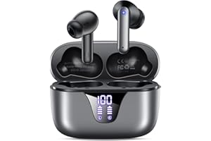 Nequga Wireless Earbuds Bluetooth Headphones, 50H Playtime Ear Buds with Mic, LED Digital Display Charging Case, IPX7 Waterproof, Deep Bass Stereo, in-Ear Earphone for iPhone Andriod Phone
