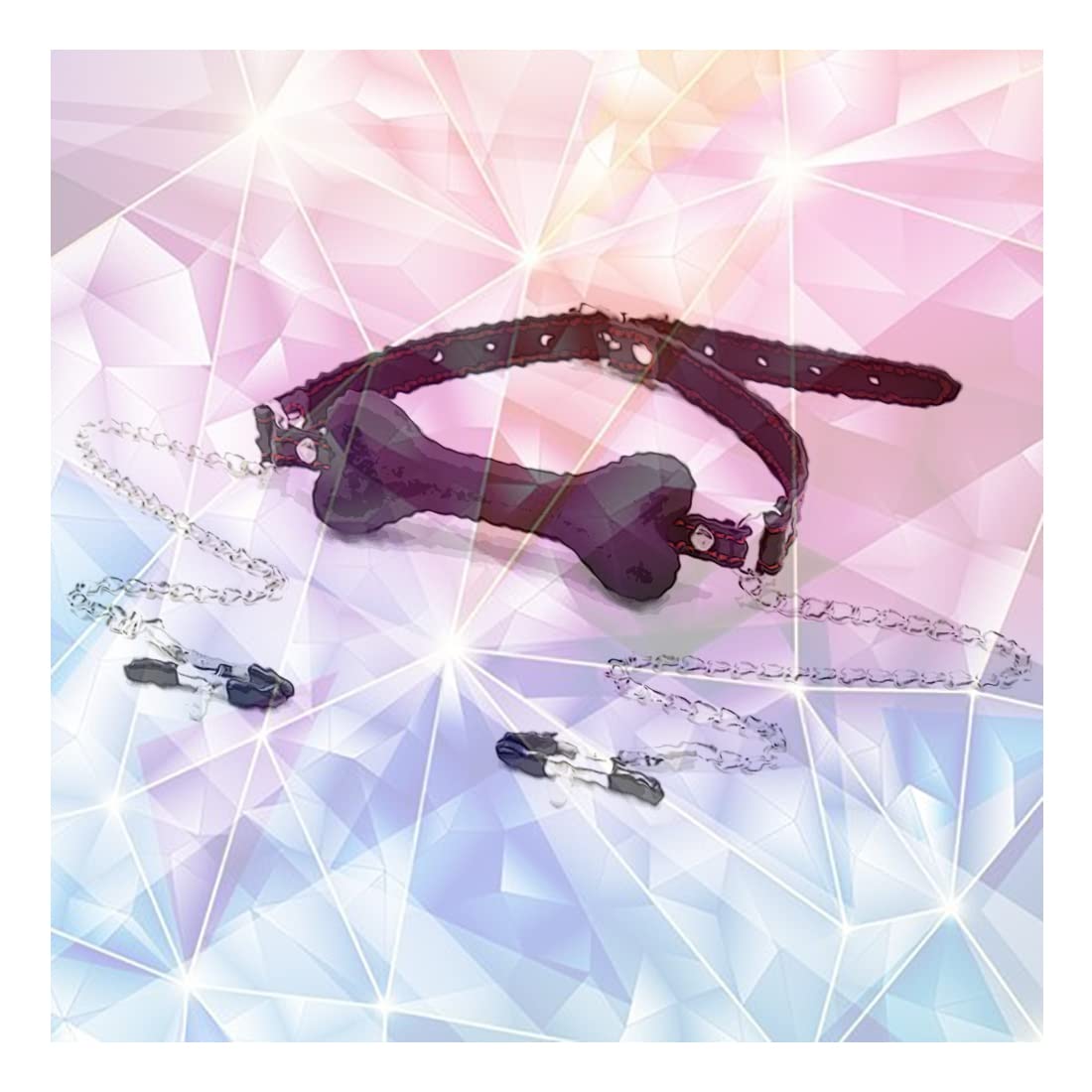 Tooth Protection Stick for Bedroom Role-playing Games, Including Soft Silicone Bone and Metal Clips (Black)