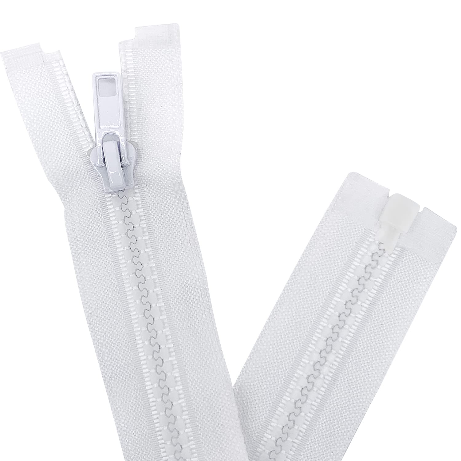 Photo 1 of Sawoake 2PCS #5 22 Inch Separating Jacket Zippers for Sewing Coats Jacket Zipper White Molded Plastic Zippers Bulk Tailor DIY Sewing Tools for Garment/Bags/Home Textile