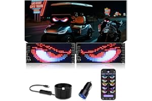 JDVOOTD Multifunctional Bright 2PCS Devil Eyes Car Motorcycle/Golf Cart Windshield - 7in x 3in [ Upgraded Chip Two Screens 100% Synchronized ] Programmable LED Eyes for Car - Flex LED Display