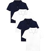 Poroka 4 Pack Boys Polo Shirts Solid School Uniform Cotton Short Sleeve Golf Polo Shirt for Kids Boy
