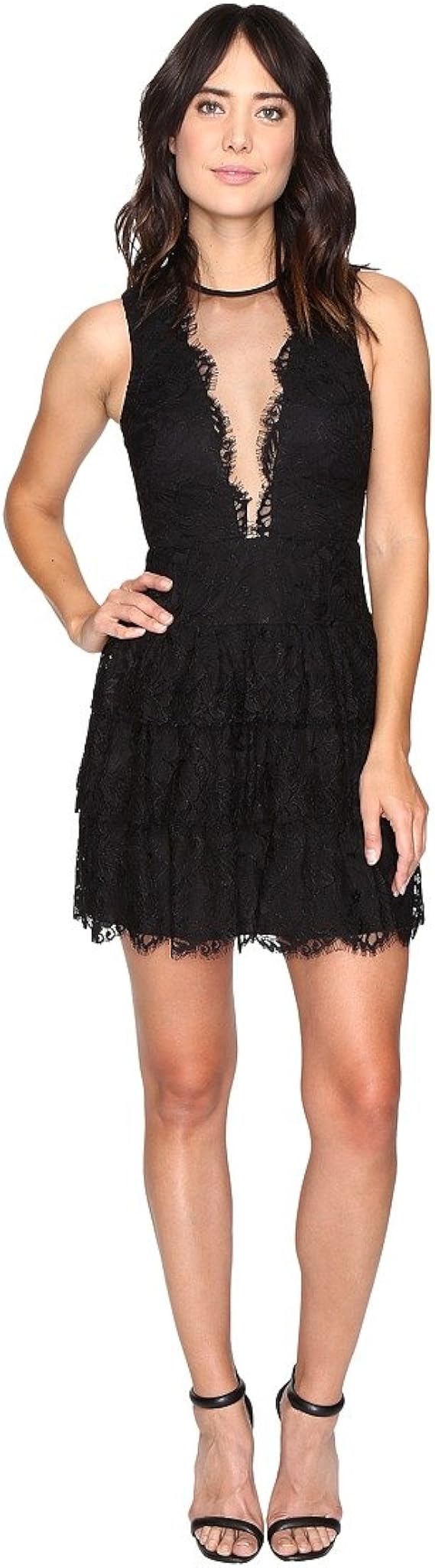 nicole miller black lace dress
