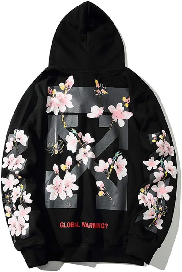 Ow White Cherry Blossom Arrow bee Hooded Sweater Men and Women Sweater Hoodie