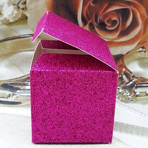 50 Hot Pink Fuchsia Glitter Favor Boxes Wedding Party Gift Supplies 2" 2X2X2 Box