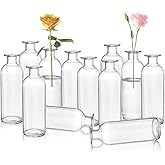 Peohud Set of 12 Glass Bud Vases, Clear Small Flower Vases, Decorative Glass Bottles Floral Vases for Home Decor, Wedding Reception, Party