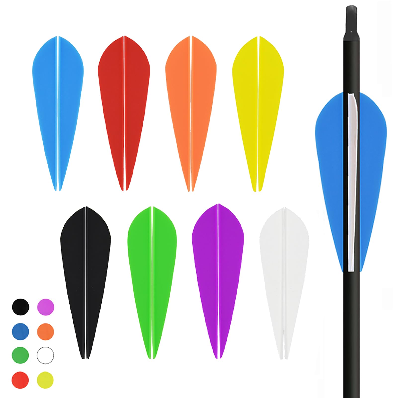 ZSHJG Hunting Arrow Plastic Feathers 3 Inches Fletching Plastic Vanes For DIY Arrows 100Pcs (Blue)