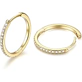 JustBeingCute 925 Sterling Silver Hoop Earrings for Women Huggie Earrings | Hypoallergenic, Cubic Zirconia Hoops, 14K Gold Pl