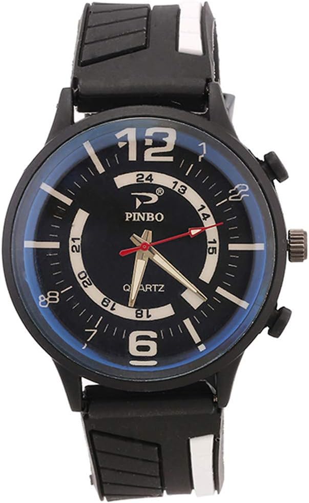 Man's Wrist Watch Distinguished High-end Blue Glass Color Stripe Silicone Strap Series Male Watches