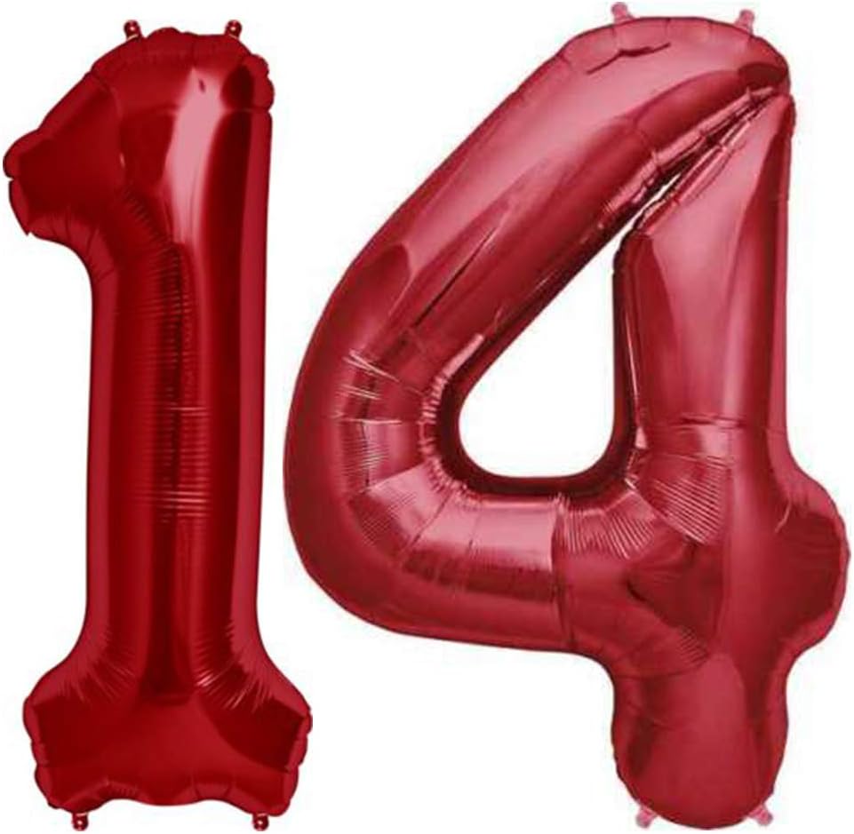 Tellpet Red Number 14 Balloon, 40 Inch