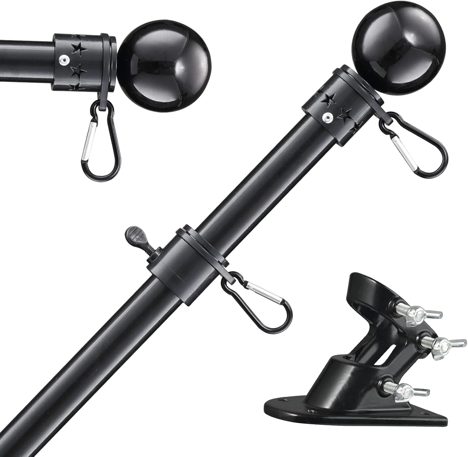 Flagpole Hardware - Flag Pole for House, 6FT Tangle Free Flag Poles for Outside House Metal Flag Pole Kit with Bracket for Outdoor Porch Garden Yard