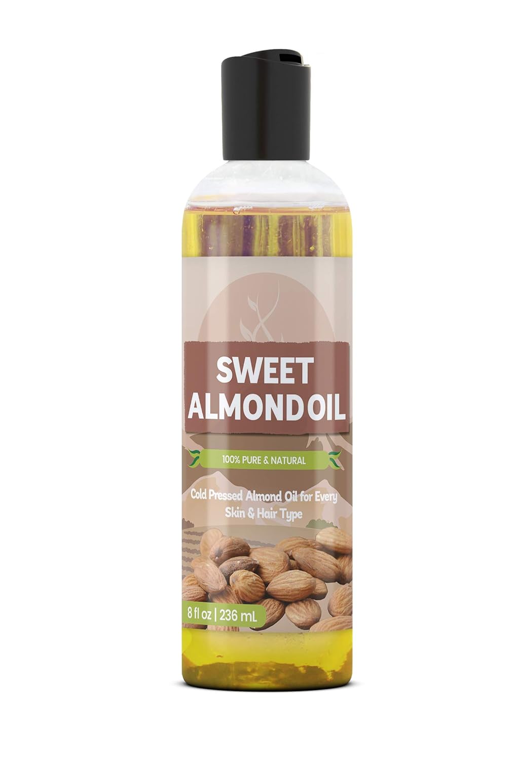 Sweet Almond Oil (8 fl oz) by Pure Organic Ingredients, Improve Overall Skin Complexion, For Fine Lines & Wrinkles, Relieve Dry & Cracked Skin, Healthier Hair & Nails, For All Skin Types