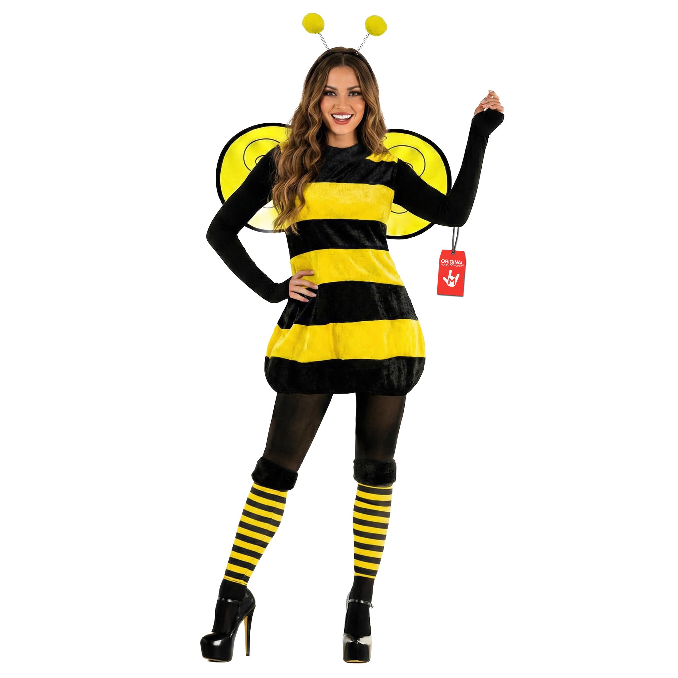 Morph Women's Bee Costume Adult Bumblebee Halloween Outfit Queen Bee Fancy Dress for Parties and Events, Small