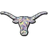 Elektroplate Officially Licensed Texas Longhorn UT Silver Reflective Decal | Premium 3D Doming All Weather Sticker for Car, Water Bottle, Laptop, Tablet, Window, Cooler, Phone | Made in The USA
