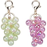 SaiDian 2Pcs Adorable Grape Bag Charm Keychain Cute Keychains for Handbags and Car Decor Fruit Purse Charm Personalizing Accessories
