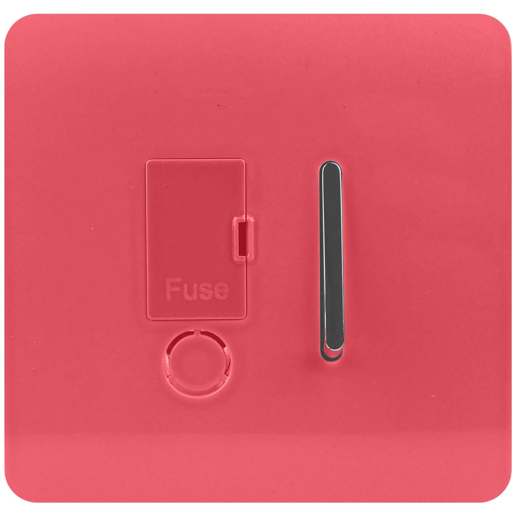Trendi Switch Screwless Artistic Modern Glossy Tactile 230V Switched 13 A Single Fused Spur Connection Unit w/Flex Outlet Chrome Rocker in Strawberry RED - ART-FSSB