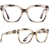 DIFF Ava Cream Tortoise Reading Glasses | Blue Light Blocking Oversized Readers | Lightweight Designer Blue Blockers