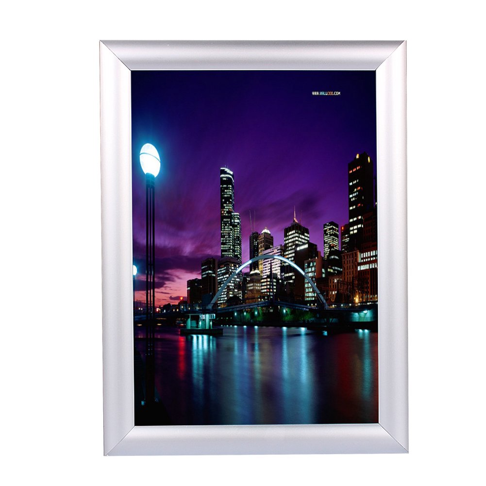 A4 Snap Poster Frame, Display Frame Silver Picture Holder Display Retail Wall Notice Board with 25mm Anodised Frame (A4, Pack of 1)