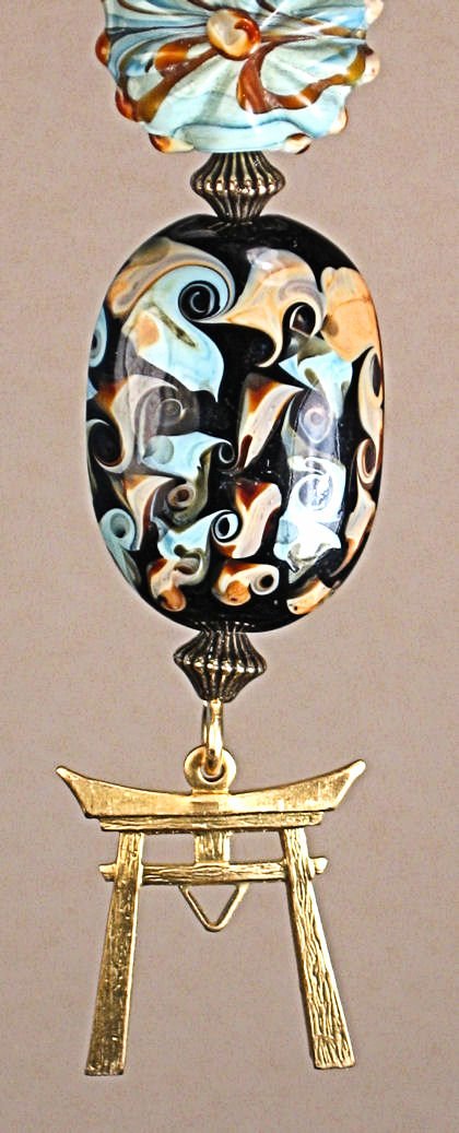 Asian Chinese Symbol And Unique Lampwork Glass Light Ceiling Fan