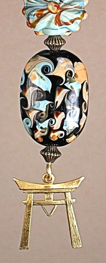 Asian Chinese Symbol And Unique Lampwork Glass Light Ceiling Fan