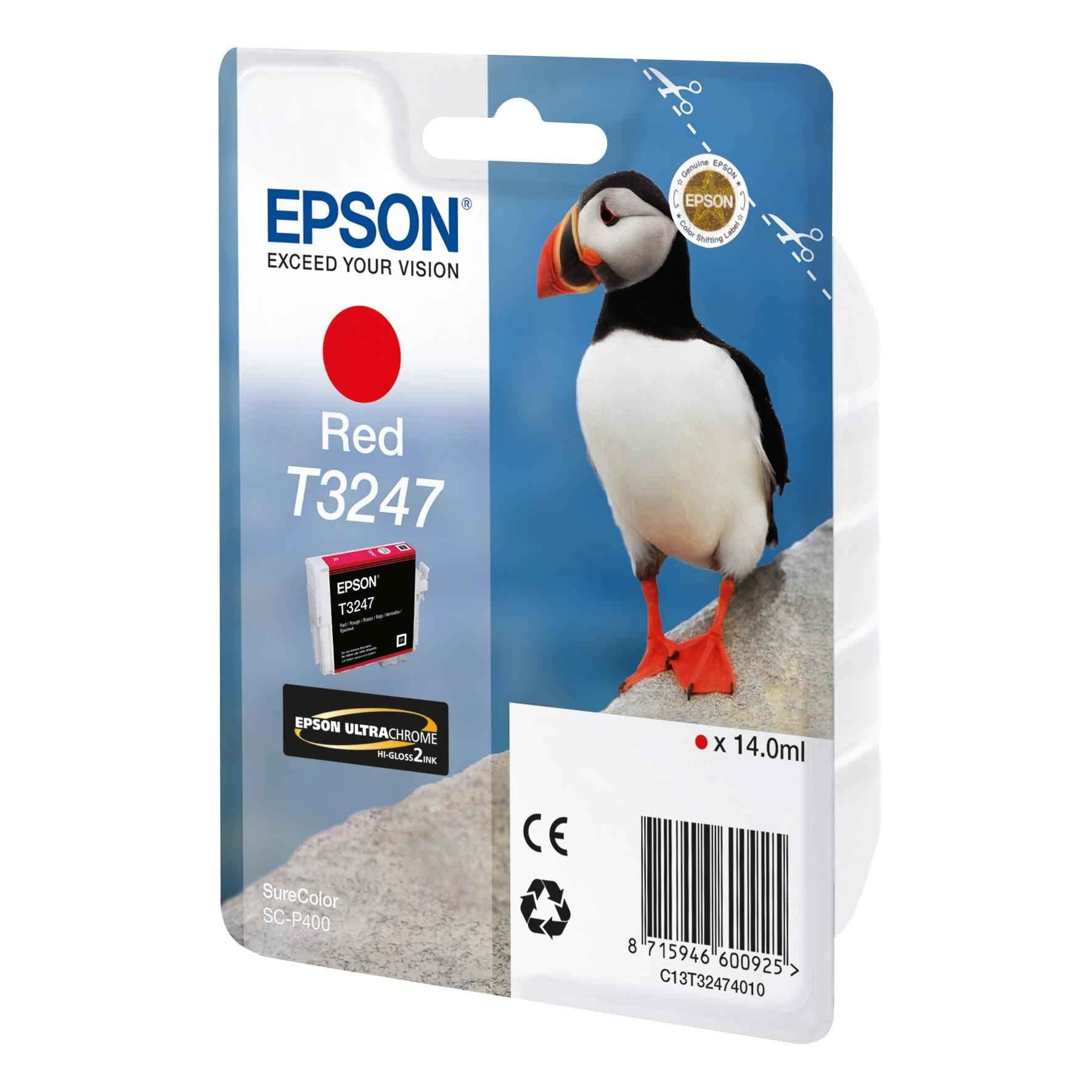 Epson C13T32474010 Ink Cartridge for Printer, Red, Genuine