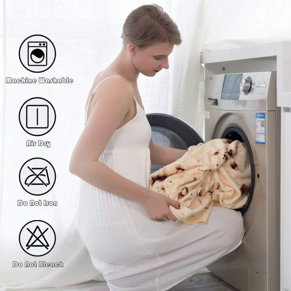 Freesooth Burritos Tortilla Blanket Tortilla Throw Blanket Realistic Food Blanket Soft Plush Round Funny Blanket for Bed,Couch or Travel