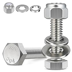 BNUOK (4 Sets) 3/8-16 x 2 Hex Head Screw Bolt,Lock