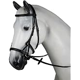 HORZE Denver Soft Leather English Side Pull Bitless Bridle for Horses | Web Reins Included