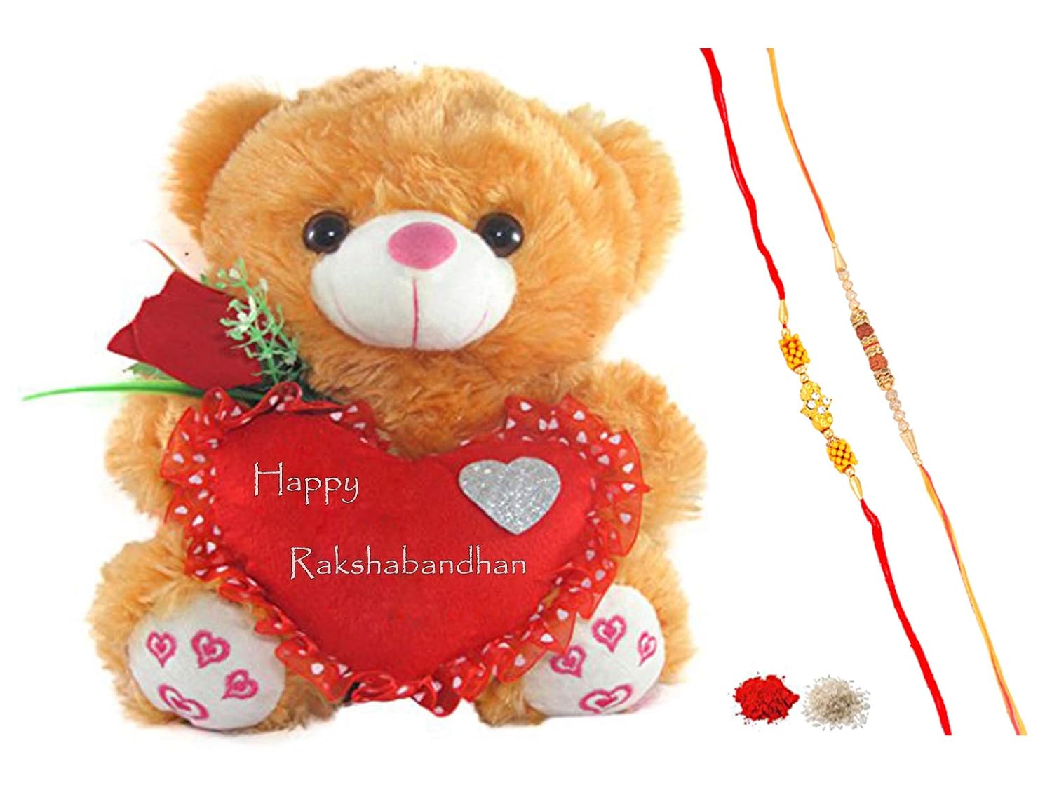 Buy Tickles Happy Raksha Bandhan Wishes Heart Teddy With Rakhi For Brother Soft Stuffed Toy 20 Cm Online At Low Prices In India Amazon In