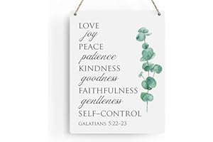 BELLOWDEER Fruit of The Spirit Decor Christian Wall Decor Galatians 5:22-23 Bible Verse Wall Art Scripture Wooden Hanging Sign for Modern Home Office Farmhouse Living Room Bathroom Decorative 8x10 Inches
