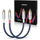 UCINNOVATE RCA Audio Cable for Amplifier, 13 AWG 30cm 2 Pack RCA to RCA Plug Cold Welding Oxygen Free Copper RCA Speaker Cabl